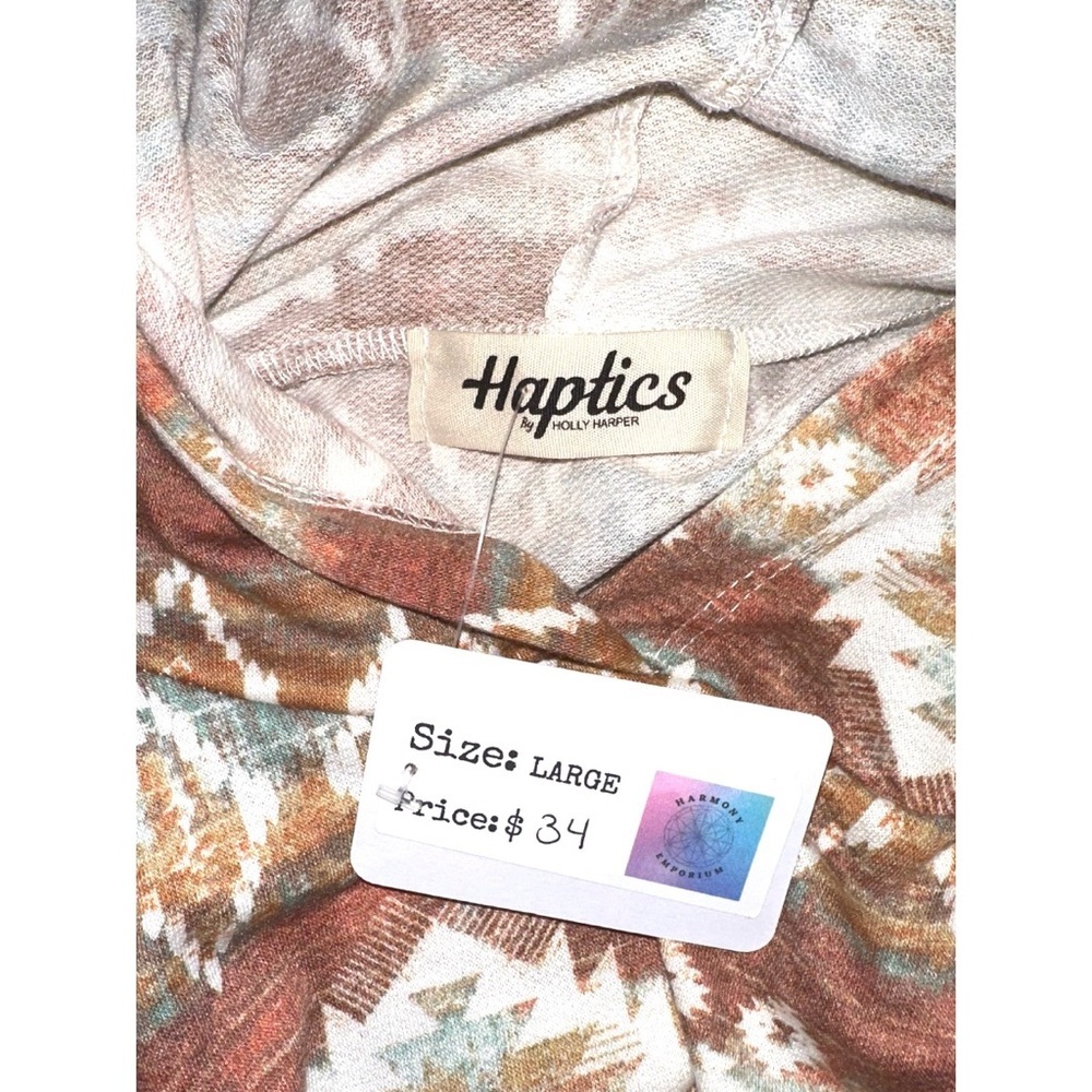 Haptics Aztec Pullover Long Sleeve Lightweight Hoodie with lace details - Picture 6 of 7